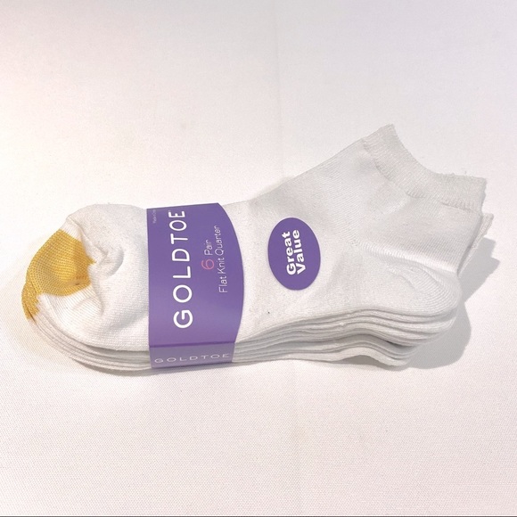 Gold Toe Accessories - Gold Toe Flat knit quarter White women’s shoe size 6-9 Qty 6 pair